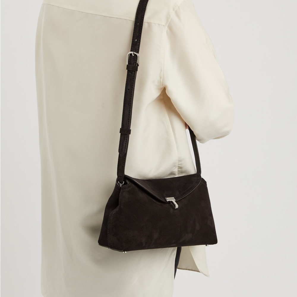 TOTEME T-Lock Suede Clutch Espresso